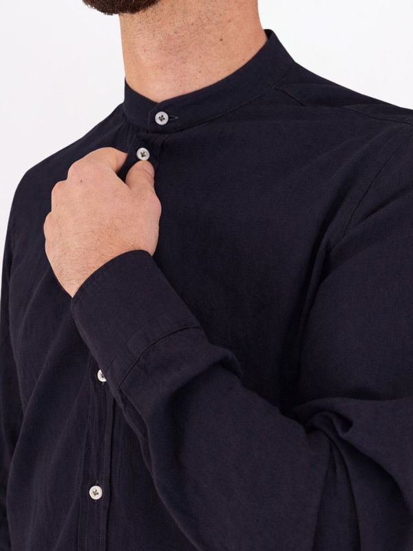 4. Camicia uomo Manuel Ritz collo alla coreana in misto lino e cotone Blu MANUEL RITZ 4032e604l263209