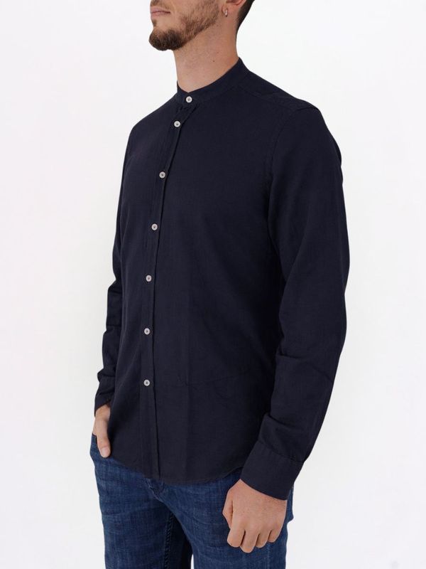 2. Camicia uomo Manuel Ritz collo alla coreana in misto lino e cotone Blu MANUEL RITZ 4032e604l263209