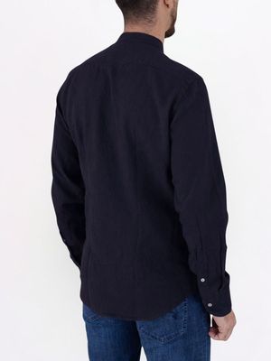 3. Camicia uomo Manuel Ritz collo alla coreana in misto lino e cotone Blu