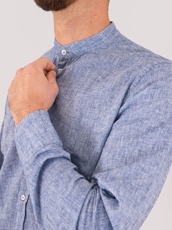 4. T-shirt uomo Paolo Pecora Milano in misto seta e collo alla coreana Denim MANUEL RITZ 4032e604l263197