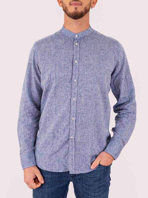 1. T-shirt uomo Paolo Pecora Milano in misto seta e collo alla coreana Denim MANUEL RITZ 4032e604l263197