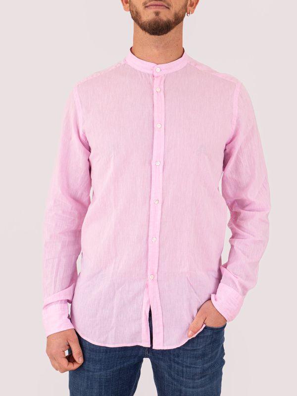Paolo Pecora Milano men's silk blend T-shirt with mandarin collar Rose MANUEL RITZ