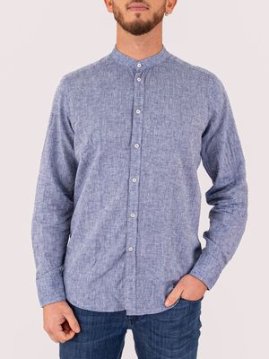 1. T-shirt uomo Paolo Pecora Milano in misto seta e collo alla coreana Denim