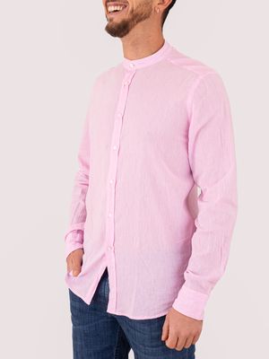 2. Paolo Pecora Milano men's silk blend T-shirt with mandarin collar Rose