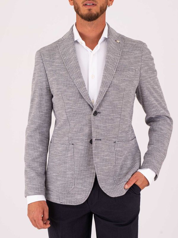 1. Manuel Ritz Men's Linen and Cotton Jacket with Micro Pattern Blue MANUEL RITZ 4032g2900mc263275
