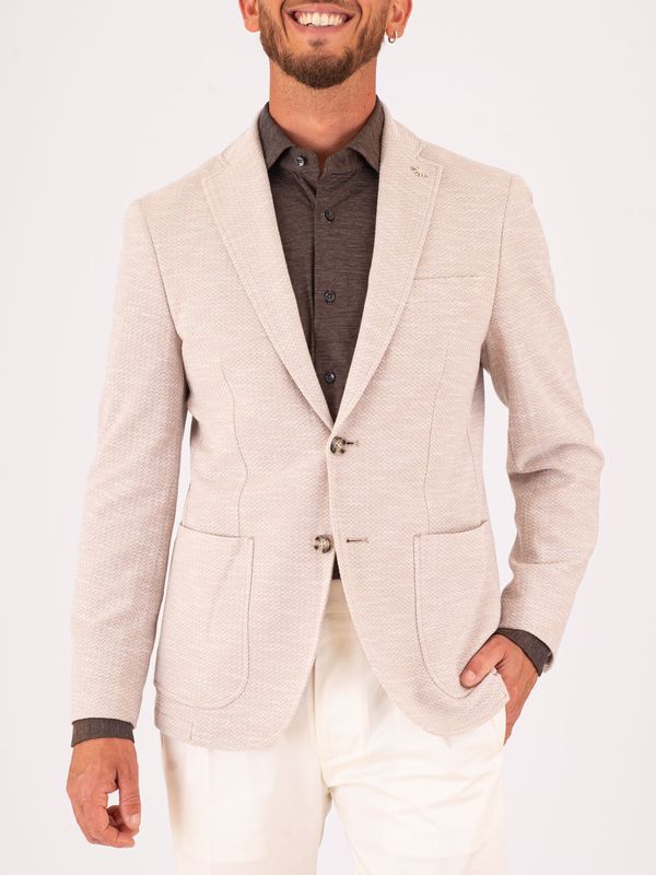 Giacca Uomo Manuel Ritz in Lino e cotone con Micro Fantasia Beige Chiaro MANUEL RITZ