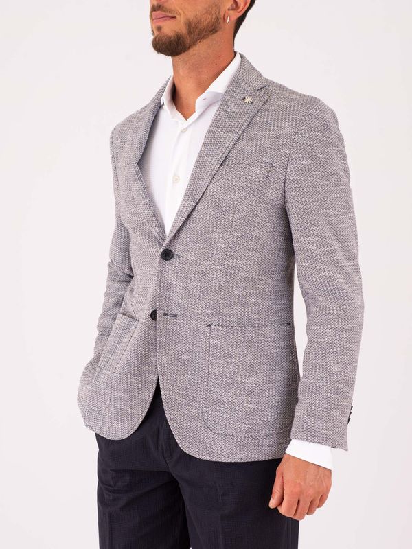 2. Manuel Ritz Men's Linen and Cotton Jacket with Micro Pattern Blue MANUEL RITZ 4032g2900mc263275