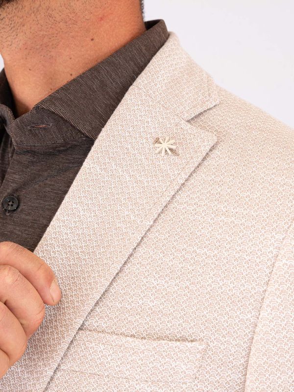 4. Manuel Ritz Men's Linen and Cotton Jacket with Micro Pattern Light Beige MANUEL RITZ 4032g2900mc263275