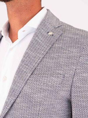 4. Manuel Ritz Men's Linen and Cotton Jacket with Micro Pattern Blue