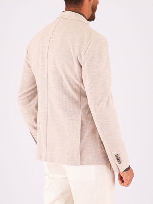 3. Manuel Ritz Men's Linen and Cotton Jacket with Micro Pattern Light Beige
