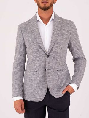 1. Manuel Ritz Men's Linen and Cotton Jacket with Micro Pattern Blue