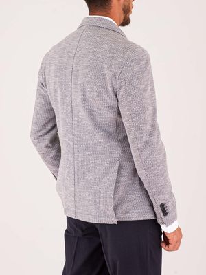 3. Manuel Ritz Men's Linen and Cotton Jacket with Micro Pattern Blue