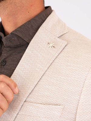 4. Manuel Ritz Men's Linen and Cotton Jacket with Micro Pattern Light Beige