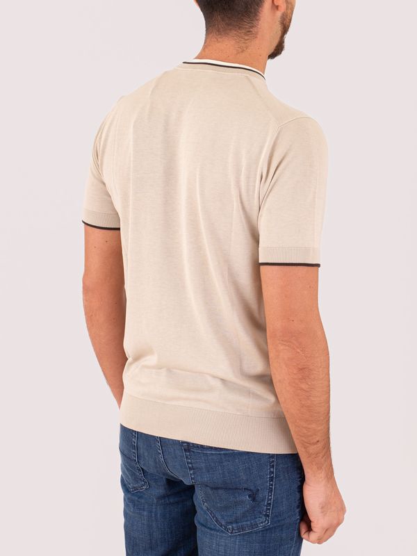 3. Paolo Pecora Milano men's crew neck T-shirt in silk and cotton blend with contrasting details Beige Paolo Pecora Milano a045f200
