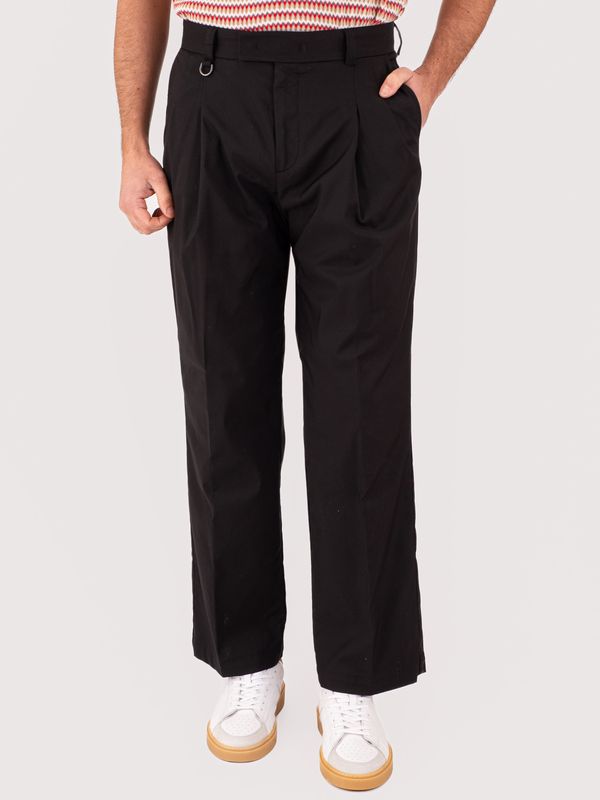1. Pantalone uomo Paolo Pecora Milano in misto cotone vestibilità ampia Nero Paolo Pecora Milano b0410199