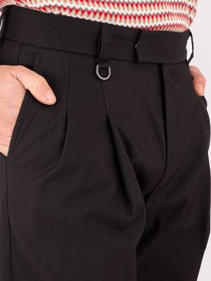 4. Pantalon homme Paolo Pecora Milano en mélange de coton, coupe ample Noir
