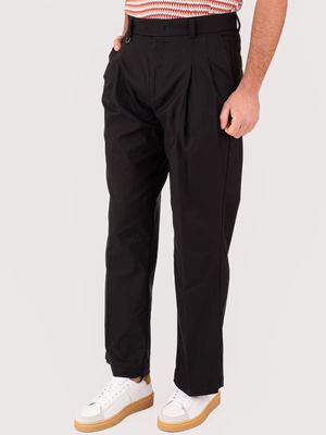 2. Pantalon homme Paolo Pecora Milano en mélange de coton, coupe ample Noir