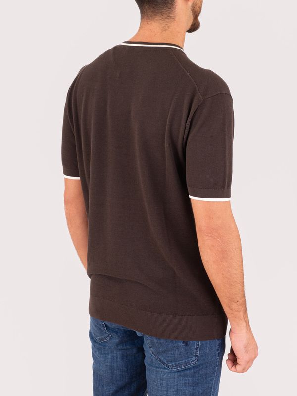 3. T-shirt homme en maille piqué Paolo Pecora Milano avec finitions contrastées Brun Paolo Pecora Milano a018f100