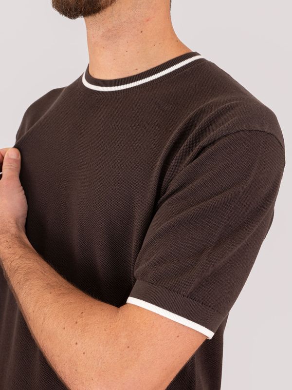 4. T-shirt homme en maille piqué Paolo Pecora Milano avec finitions contrastées Brun Paolo Pecora Milano a018f100
