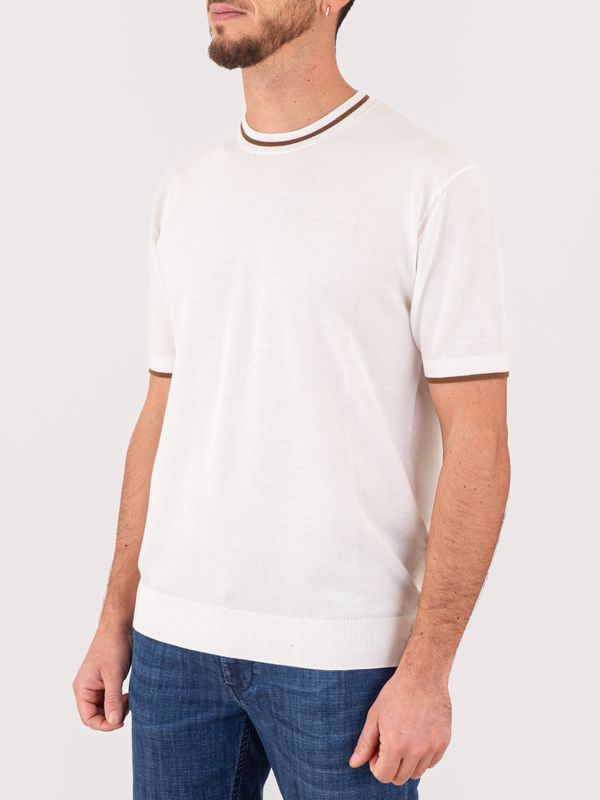 2. Paolo Pecora Milano Men's Pique Knit T-Shirt with Contrast Trim Cream Paolo Pecora Milano a018f100