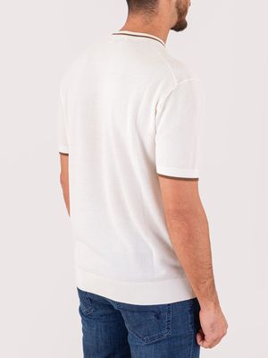 3. Paolo Pecora Milano Men's Pique Knit T-Shirt with Contrast Trim Cream