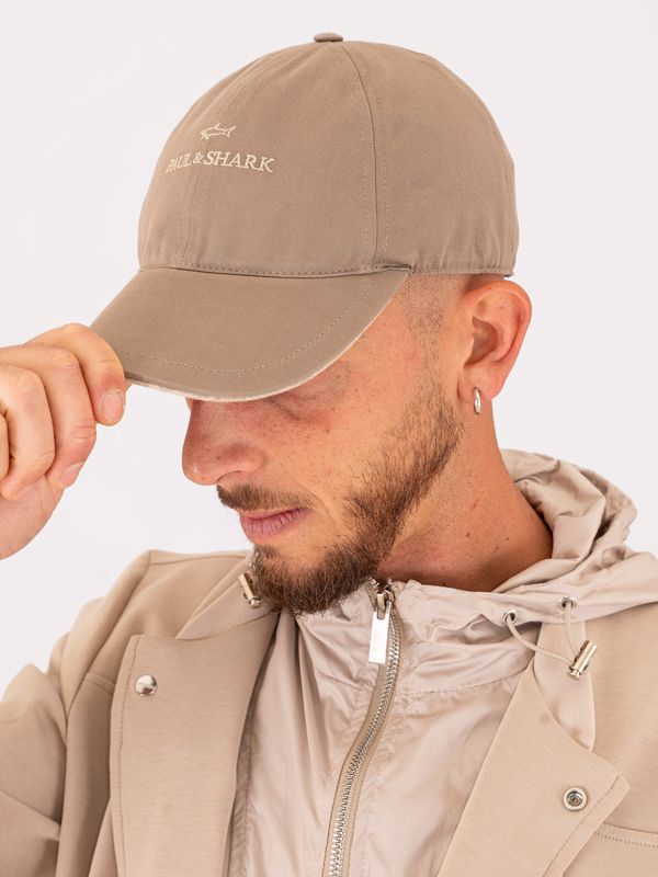 Paul&Shark Men's Cotton Baseball Cap with Embroidered Logo Turtledove PAUL & SHARK