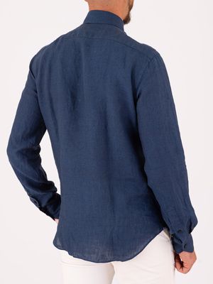 3. Xacus Men's Pure Linen Shirt - Evolution-Regular Fit Blue
