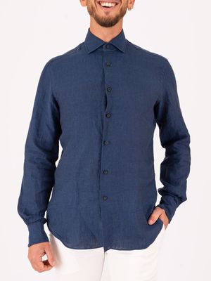 1. Xacus Men's Pure Linen Shirt - Evolution-Regular Fit Blue