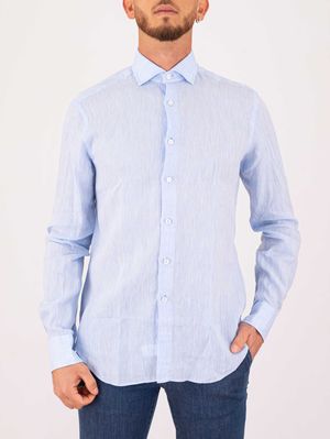 1. Xacus Men's Pure Linen Shirt - Evolution-Regular Fit Celeste