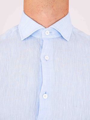 4. Xacus Men's Pure Linen Shirt - Evolution-Regular Fit Celeste