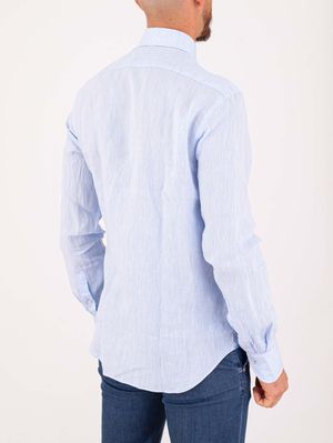 3. Xacus Men's Pure Linen Shirt - Evolution-Regular Fit Celeste