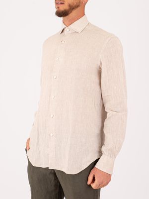 2. Xacus Men's Pure Linen Shirt - Evolution-Regular Fit Ecru