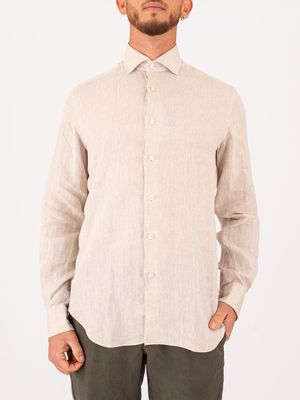 1. Xacus Men's Pure Linen Shirt - Evolution-Regular Fit Ecru