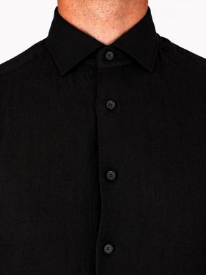 4. Xacus Men's Pure Linen Shirt - Evolution-Regular Fit Black