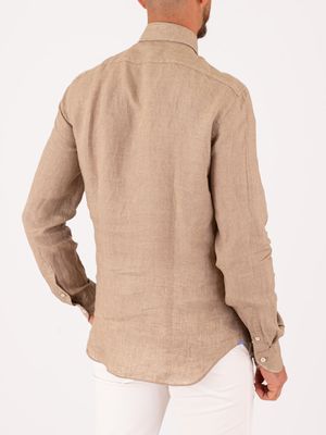 3. Camicia uomo Xacus in puro lino Evolution-Regular Fit Tortora
