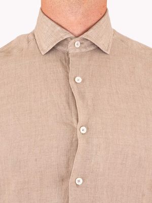 4. Camicia uomo Xacus in puro lino Evolution-Regular Fit Tortora