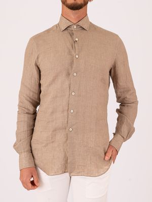 1. Camicia uomo Xacus in puro lino Evolution-Regular Fit Tortora