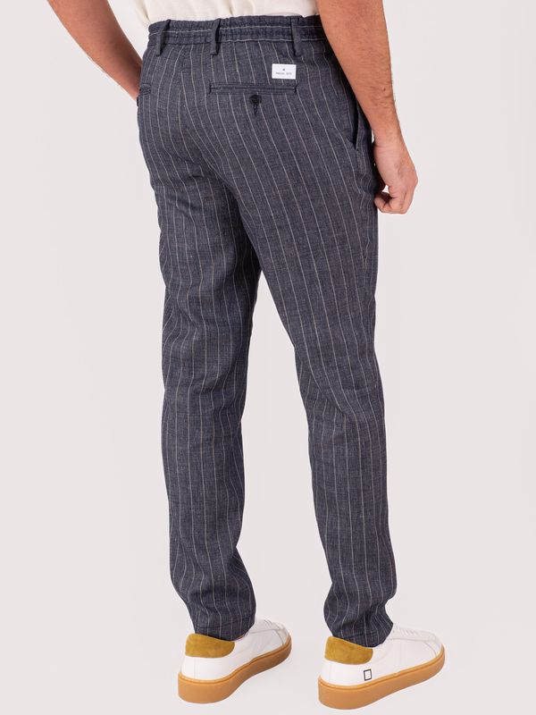 3. Manuel Ritz Men's Linen Blend Trousers with Drawstring Waist Blue MANUEL RITZ 4032p1688263115