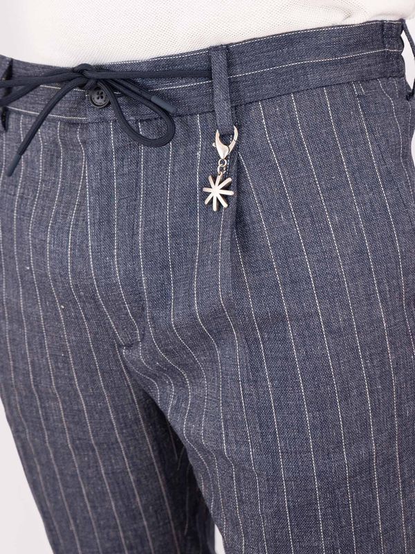 4. Manuel Ritz Men's Linen Blend Trousers with Drawstring Waist Blue MANUEL RITZ 4032p1688263115