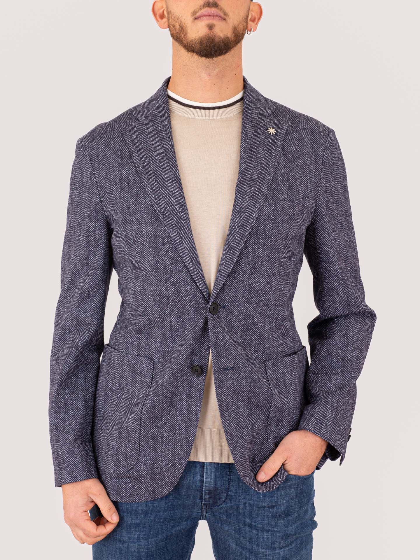 Manuel Ritz Jacket Manuel Ritz men's cotton jacket with classic lapels Blue MANUEL RITZ ...