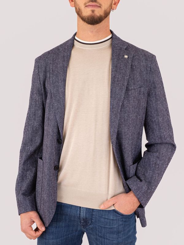 4. Manuel Ritz men's cotton jacket with classic lapels Blue MANUEL RITZ 4032g2728mc263270
