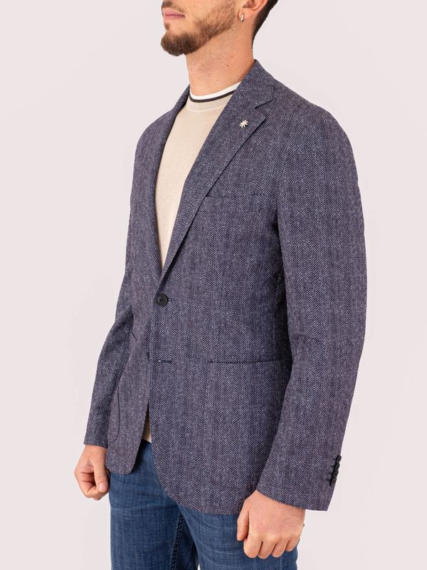 2. Manuel Ritz men's cotton jacket with classic lapels Blue MANUEL RITZ 4032g2728mc263270