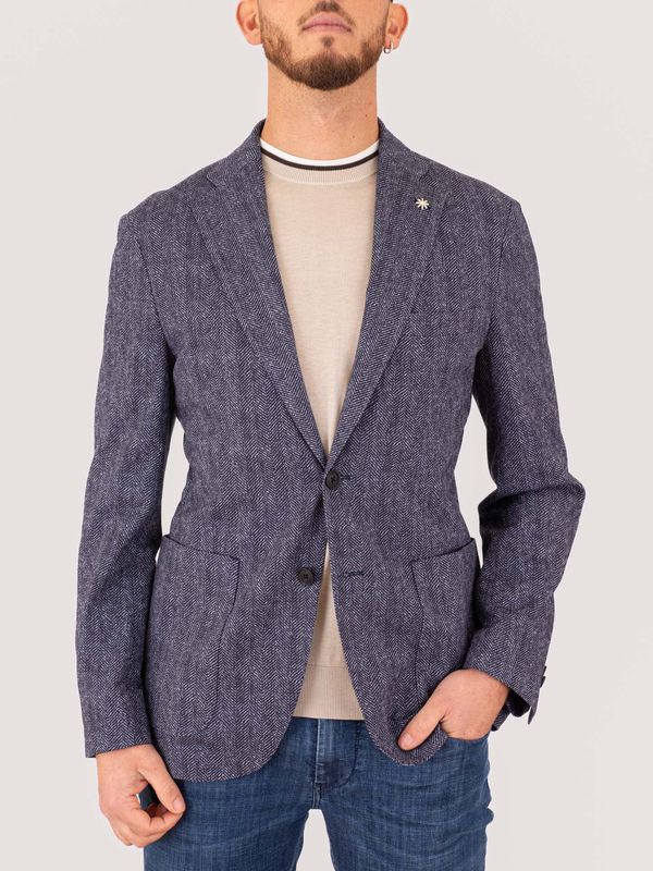 1. Manuel Ritz men's cotton jacket with classic lapels Blue MANUEL RITZ 4032g2728mc263270