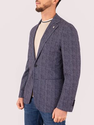 2. Veste en coton pour homme Manuel Ritz avec revers classiques Bleu