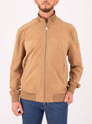 1. Veste en cuir pour homme Peuterey, au design épuré et aux lignes essentielles. Beige