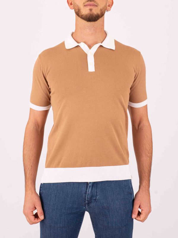 Polo uomo Peuterey in cotone con dettagli in contrasto Cammello Peuterey