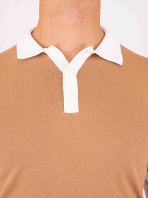 4. Polo en coton pour homme Peuterey avec détails contrastés Chameau