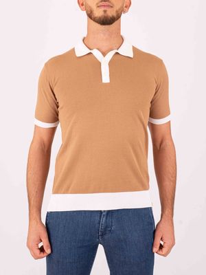 1. Polo en coton pour homme Peuterey avec détails contrastés Chameau