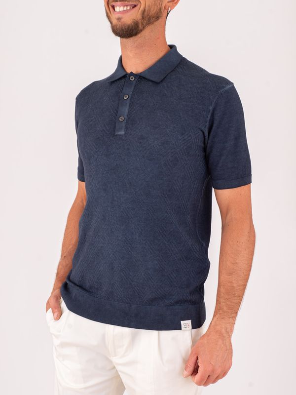2. Peuterey men's polo shirt in cotton with three-dimensional workmanship Blue Peuterey peu584299012446