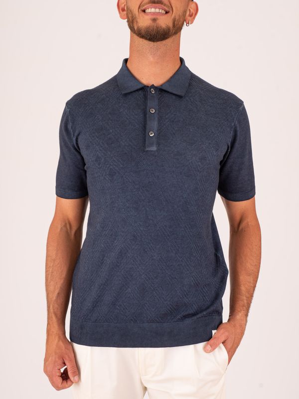 1. Peuterey men's polo shirt in cotton with three-dimensional workmanship Blue Peuterey peu584299012446
